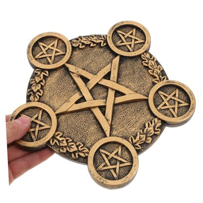 1pc Pentacle Star Candleholder Decorative Altar Prop for Rituals Wiccan Ceremonies Energy Gathering Mystical Design Bright Copper Finish