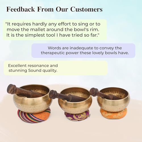 Tibetan Singing Bowl Set-Authentic Cuencos Tibetanos for Sound Healing, Meditation & Chakra Balancing - Includes Cushion, Mallet-Unique Spiritual Gifts for Women and Men (3 Chakra Bowl Set) - size: 3 Chakra Bowl Set