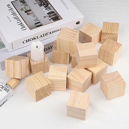 50 Packs Wooden Blocks for Crafts, 2 Inch Pine Wood Cubes, Wooden Cubes for Paint, Stamp, Decorate, DIY Projects and Personalized Gifts,by GNIEMCKIN. - size: 50 Packs 2 Inch