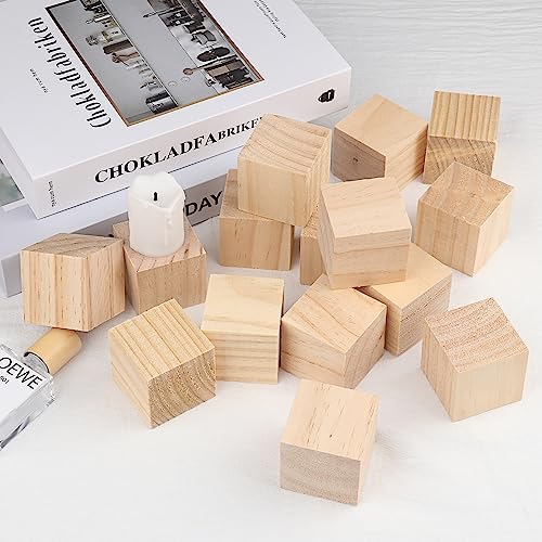 60 Packs Wooden Blocks for Crafts, 2 Inch Pine Wood Cubes, Wooden Cubes for Paint, Stamp, Decorate, DIY Projects and Personalized Gifts,by GNIEMCKIN. - size: 60 Packs 2 Inch
