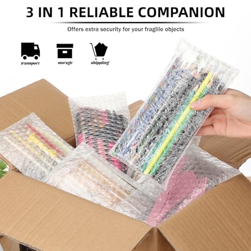 Frienda 300 Pcs Clear Self Sealing Bubble Cushion Bags Double Wall Bubble Pouch Bag Plastic Shockproof Protective Packing Bags for Small Business Moving Shipping Packaging Storage(4" X 8") - size: 4" X 8"