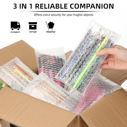 Frienda 300 Pcs Clear Self Sealing Bubble Cushion Bags Double Wall Bubble Pouch Bag Plastic Shockproof Protective Packing Bags for Small Business Moving Shipping Packaging Storage(4" X 8") - size: 4" X 8"
