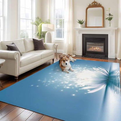 9x12ft Rectangle Rug,Meditation Lotus Flower Washable Area Rugs Non-Slip Accent Rug Asian Zen Spiritual Soft Circle Carpet for Living Room Bedroom Home Office Decor - size: 108x144in