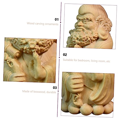 Wood Carved Bodhidharma Statue Unique Wooden Ornament for Home and Tea Room Decor Handcrafted Craft Meditation and Zen Spaces