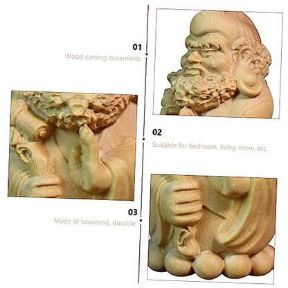Wood Carved Bodhidharma Statue Unique Wooden Ornament for Home and Tea Room Decor Handcrafted Craft Meditation and Zen Spaces