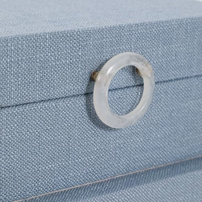 Sagebrook Home Set of 2 Decorative Storage Boxes with Lids - Fabric Covered MDF & Wood, Acrylic Handles - Home & Office Organizer - 9" & 7" Blue