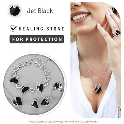 Leafael Gift Necklaces for Women, Infinity Love Birthstone Heart Crystal Pendant, Birthday Anniversary Jewelry for Wife, Mom, and Her, Silver Plated, 18" + 2" Adjustable Chain - color: 13b-Protection-Jet Black