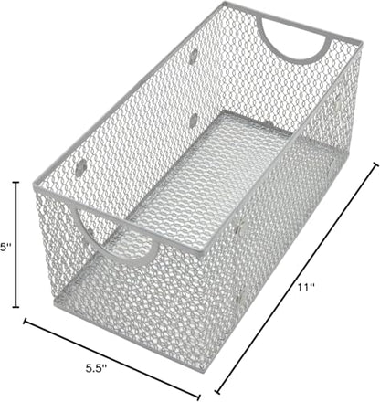 YBM Home Wire Mesh Storage Basket Organizer for CD and DVDs - 6 Pack - size: 11 in x 5.5 in x 5 in