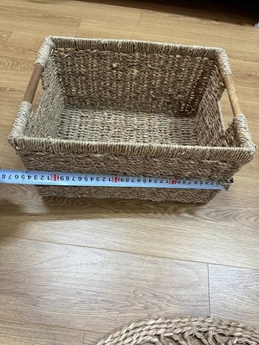 HomeRoots Seagrass Storage Baskets Set of 3, Woven Seagrass Baskets for Shelves, Closet, Nursery, Living Room, Natural Wicker Storage Baskets for Organization and Home Decor