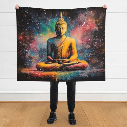 Meditating Monk Portrait Blanket,Double-Sided Fleece With Zen Artwork,Hypoallergenic & Lightweight,Perfect For Yoga Practitioners,Spiritual Gift,Suitable For Beds,Sofas And Offices 50X60 Inch