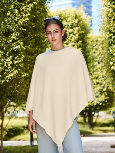 Lacretazhi Women'S Shawl Wraps Poncho Sweater Lightweight Knit Scarf With Buttons Versatile Cape Cardigan Spring Summer Fall - color: Barley Twist