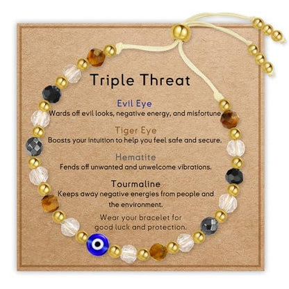 SmileBelle Protection Bracelets for Women, Pregnancy Gifts for Expecting Mom Sunflower Gifts for Women Black Tourmaline Bracelets as Healing Bracelet Sunflower Bracelet as Mother Day Gift - style: Triple Protection