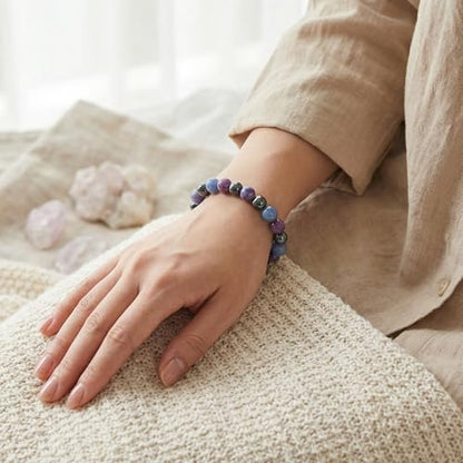 Bivei Protection Bracelet, Strength Crystal Healing Bracelet 8MM - Spiritual Stretch Beaded Jewelry for Women Men Gift - color: Quit Alcohol