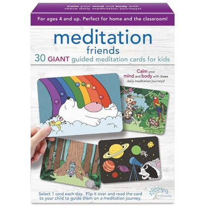 Ambassador Games: Mindful Living - Meditation Friends Cards - 30 Giant Self-Empowerment Cards, Daily Mediation & Messages, Animal Themed, Kids 4+