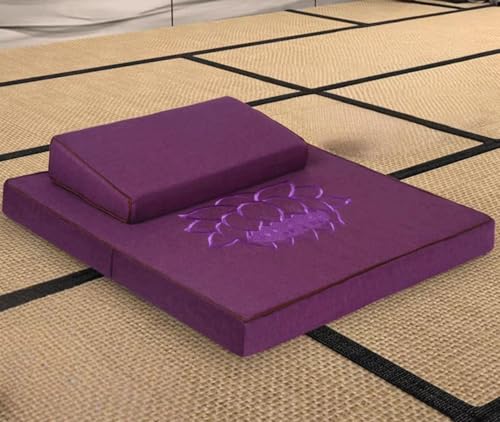 Handcrafted Meditation Mat,Portable Foldable Floor Cushion Outdoor Coconut Fibre Linen Yoga Cushion(Size:70x70cm(28x28inch),Color:Purple-1) - color: Purple-1, size: 70x70cm(28x28inch)