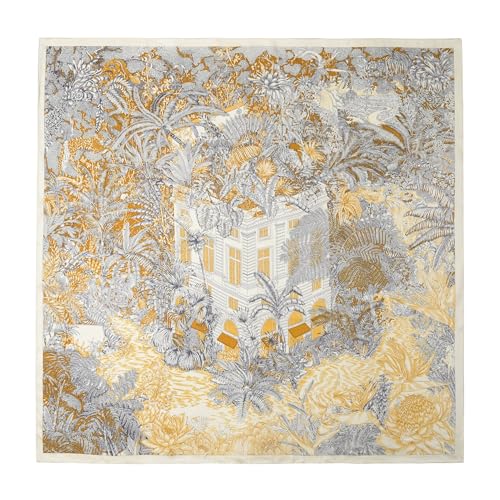 ANDANTINO 100% Pure Mulberry Silk Scarf 35" Large Square Lightweight Headscarf –Women’s Hair Wraps-With Gift Packed - color: Forest-creamy White