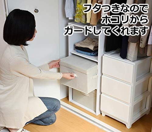Yamazen YTCF-2PF(BR) Storage Box with Lid, Width 15.0 x Depth 9.8 x Height 9.8 inches (38 x 25 x 25 cm), Handle Included, Color Box Compatible, Finished Product, Brown, Set of 2 - color: Braun