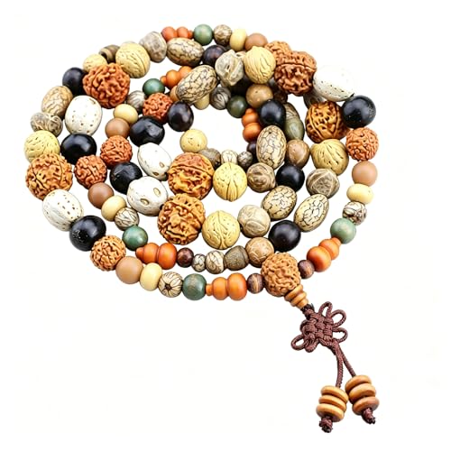 108 Beads Mala Necklace for Meditation Made of 18 Kinds of Bodhi Seeds Buddhist Prayer Beads Mala Bracelet