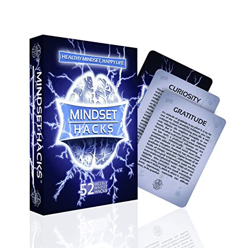 Mindset Hacks Cards - Fun Weekly Action Program Designed To Build Your Winning Mindset! Motivational Cards, Positive Affirmation Tool, Perfect Mental Health Gift!