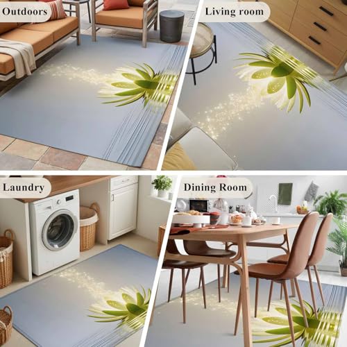 Rectangle Rug 4x6Ft Abstract Lotus Flower Soft Indoor Throw Rugs Carpets for Living Dining Bedroom Kids Room Non-Slip Playroom Crawl Rug Floor Mats Meditation Floral Art - size: 4x6ft