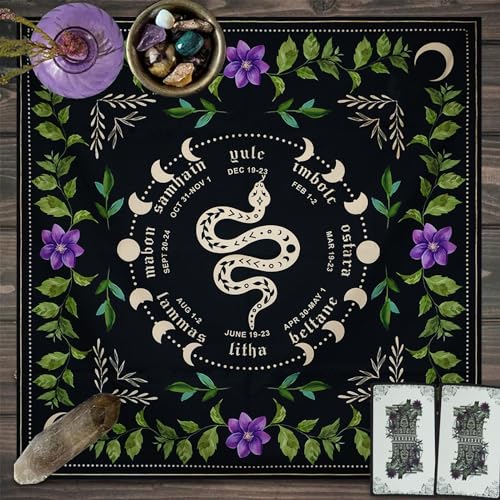Knana Tarot Altar Cloth Mat - Silk for Reading - Witchcraft Accessories - Tarot Card Bag (Black Snake) - color: Black Snake