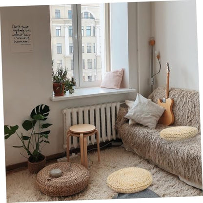 IMIKEYA Thick Straw Woven Meditation Cushion Handmade Yoga Mat for Comfortable Sitting Sturdy Tatami Floor Pad for Meditation and Relaxation