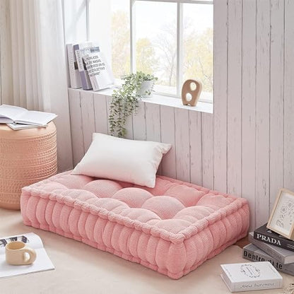 DormCo Rainha - Ultra Thick Tufted Floor Pillow - Peachy Pink - color: Peachy Pink
