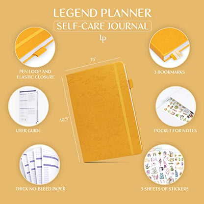 Legend Self-Care Journal – Guided Daily Reflection Journal to Support Mental & Physical Health – Daily Mood, Meditation & Personal Development Notebook – 7.1x10.5”, Lasts 3 Months (Yellow) - color: Yellow