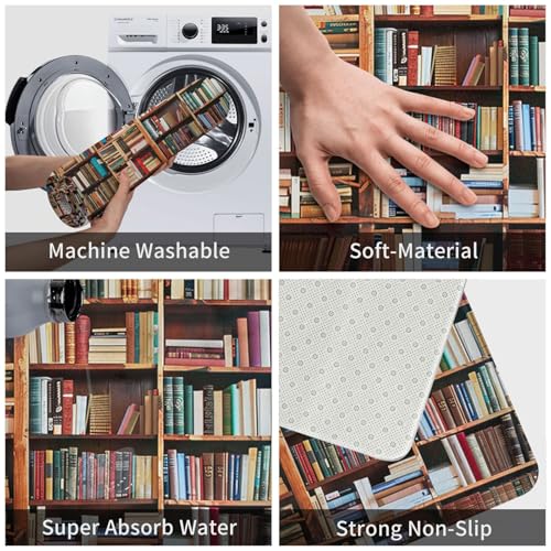 Books Printed Flannel Non - Slip Floor Mat 16x24in - Soft Plush Microfiber Rug for Every Indoor Space - color: Books