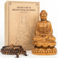 Buddha Statue – Wooden Shakyamuni Buddha for Indoor Home Altar, Meditation Room Decor, Buddhist Spiritual Gifts - style: Meditating Buddha on Lotus