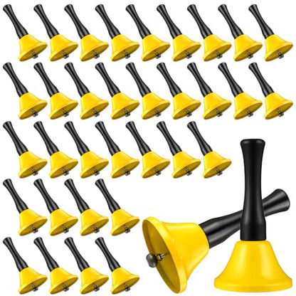 50 Pcs Small Steel Hand Bells Bulk Dinner Service Bells with Plastic Handles Call Handbells for Church Classroom Sick Elderly Teachers Adults(Yellow) - color: Yellow