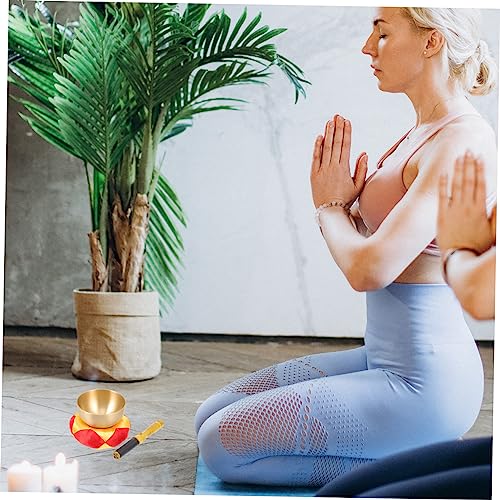 1set Tibetan Singing Bowl Yoga Meditation Tool Chime and Mallet Offering Bowl for Meditation and Relaxation