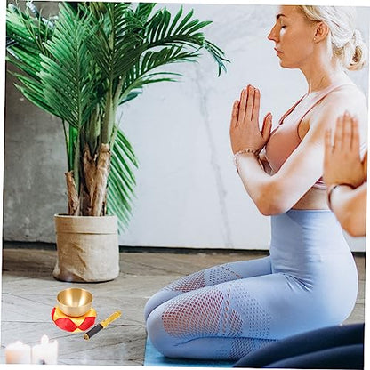 1set Tibetan Singing Bowl Yoga Meditation Tool Chime and Mallet Offering Bowl for Meditation and Relaxation