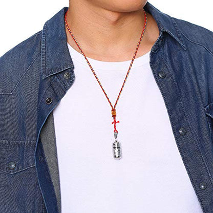 Men's Stainless Steel Open Lucky Buddha Mantra Pendant Necklace Bottle Container Memorial with Braided Rope - color: New Style, Mantra - Silver