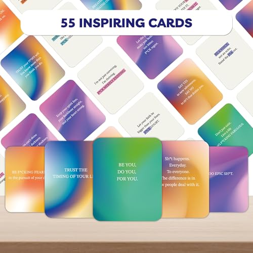 Unique Badass Birthday Gifts - Badass Affirmation Cards - 55 Sweary Affirmation Cards - Daily Positive Motivational Card - Inspirational & Self Care Quotes - Spiritual Gifts for Best Friend, Sister - style: Gradient