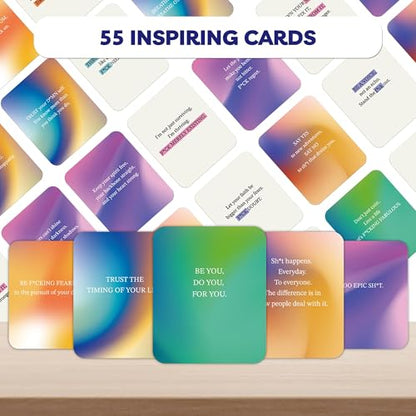 Unique Badass Birthday Gifts - Badass Affirmation Cards - 55 Sweary Affirmation Cards - Daily Positive Motivational Card - Inspirational & Self Care Quotes - Spiritual Gifts for Best Friend, Sister - style: Gradient