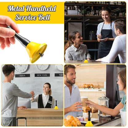 50 Pcs Small Steel Hand Bells Bulk Dinner Service Bells with Plastic Handles Call Handbells for Church Classroom Sick Elderly Teachers Adults(Yellow) - color: Yellow