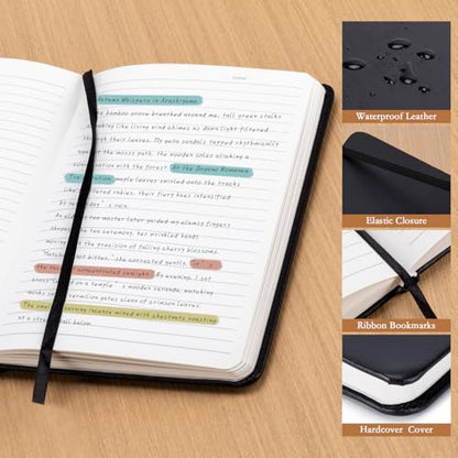 deli A5 Lined Journal Notebook, 160 Pages Hardcover Writing Notebook, 5.5"x8.2" College Ruled Notebook for Office, School, Work Notes (Black) - color: Black
