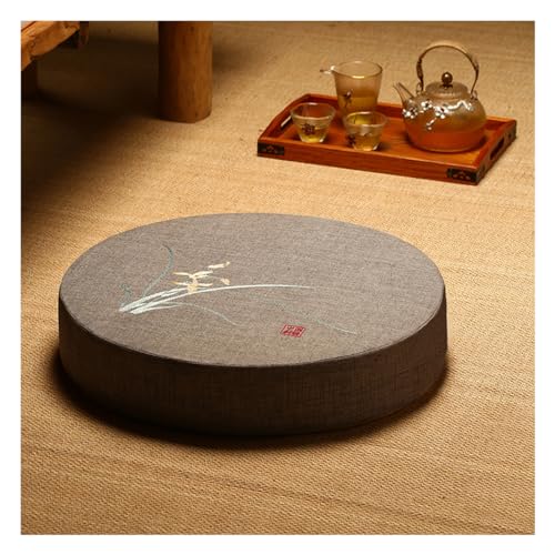Round Meditation Cushion Mat Set with Washable Cotton Linen Cover, Tatami Cushion Floor Larger Yoga Mat Bolster Floor Pillows Seating for Adults Meditation Accessori T-60CM - color: T, size: 60CM