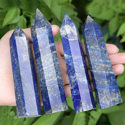 Natural Stone and Crystals Point Wand Reiki Healing Stone Rose Quartz Amethyst Home Decor Mineral Stones Crafts (5.9inch Wand Lapis Lazuli) - color: 5.9inch Wand Lapis Lazuli