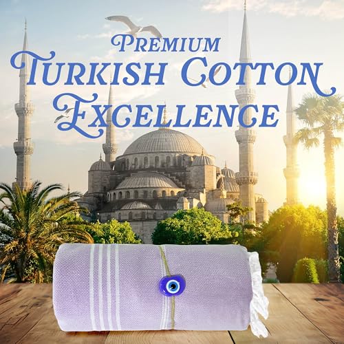 Lina Turkish Beach Towel Peshtemal (38" x 71"), Sand-Free, Large & Quick-Dry, Lightweight Pool Towels for Travel, Soft 100% Turkish Cotton & Pre-Washed, Ideal for Spa or Bath, Lilac - color: Lilac