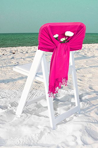 Sakkas Large Soft Silky Pashmina Shawl Wrap Scarf in Solid Colors - color: Fuchsia
