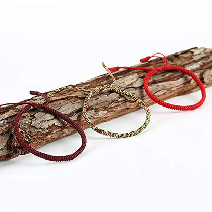 Men Women Chinese Lucky Red String Bracelet Tibetan Buddhist Prayer Handmade Yoga Prayer Rope Mala Bracelet Adjustable Size - color: Multicolor
