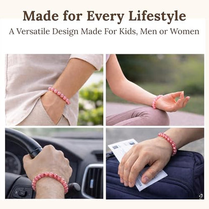 Elm City Direct 8mm Natural Stone Beaded Bracelet – Unisex Crystal Stretch Bracelets for Men & Women, Chakra & Healing Jewelry, Gift-Ready Beaded Bracelets - color: Watermelon Crystal