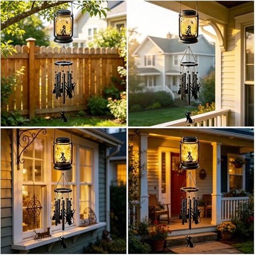 2 Pack Solar Dog Wind Chimes for Outside, Birthday Mother' s Day Gifts for Mom Women Grandma,Solar Dog Wind Chime Light Hanging Wind Chimes Outdoor,IP65 Waterproof, Yard Garden Terrace - size: 2 pack- Dog jar wind chime