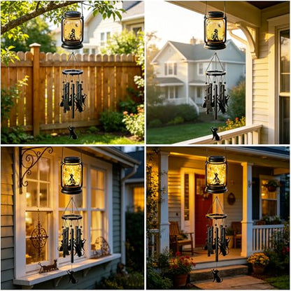 2 Pack Solar Dog Wind Chimes for Outside, Birthday Mother' s Day Gifts for Mom Women Grandma,Solar Dog Wind Chime Light Hanging Wind Chimes Outdoor,IP65 Waterproof, Yard Garden Terrace - size: 2 pack- Dog jar wind chime