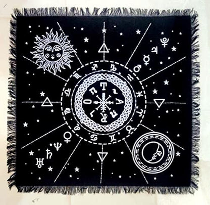INDACORIFY Silver Celestial Constellation Altar Table Top Cloth with Fringes Alter Tarot Witchcraft Sacred Cloth 18x18 in (Silver Celestial Constellation) - color: Silver Celestial Constellation