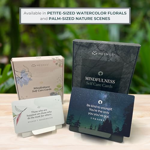 MESMOS 52 Mindfulness Cards with Action Plans. Relaxation Stress Relief Gifts for Men and Women, Positive Affirmation Cards, Anxiety Relief Items, Meditation Self Care Kit, Relaxing Spiritual Gifts - color: Nature (Large 4" X 3" Cards)