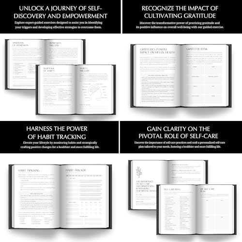 Mental Health Journal - 100-Day Guided Journal with Prompts for Self-Care, Mindfulness, Anxiety & Depression relief - Mood, Wellness & Emotions Trackers