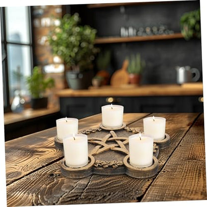 ULTECHNOVO Pentacle Star Candleholder Prop Decorative Altar Ornament for Sacrifice Rituals Compact Long-Lasting Material Unique Desktop Decor for Home and Ceremony